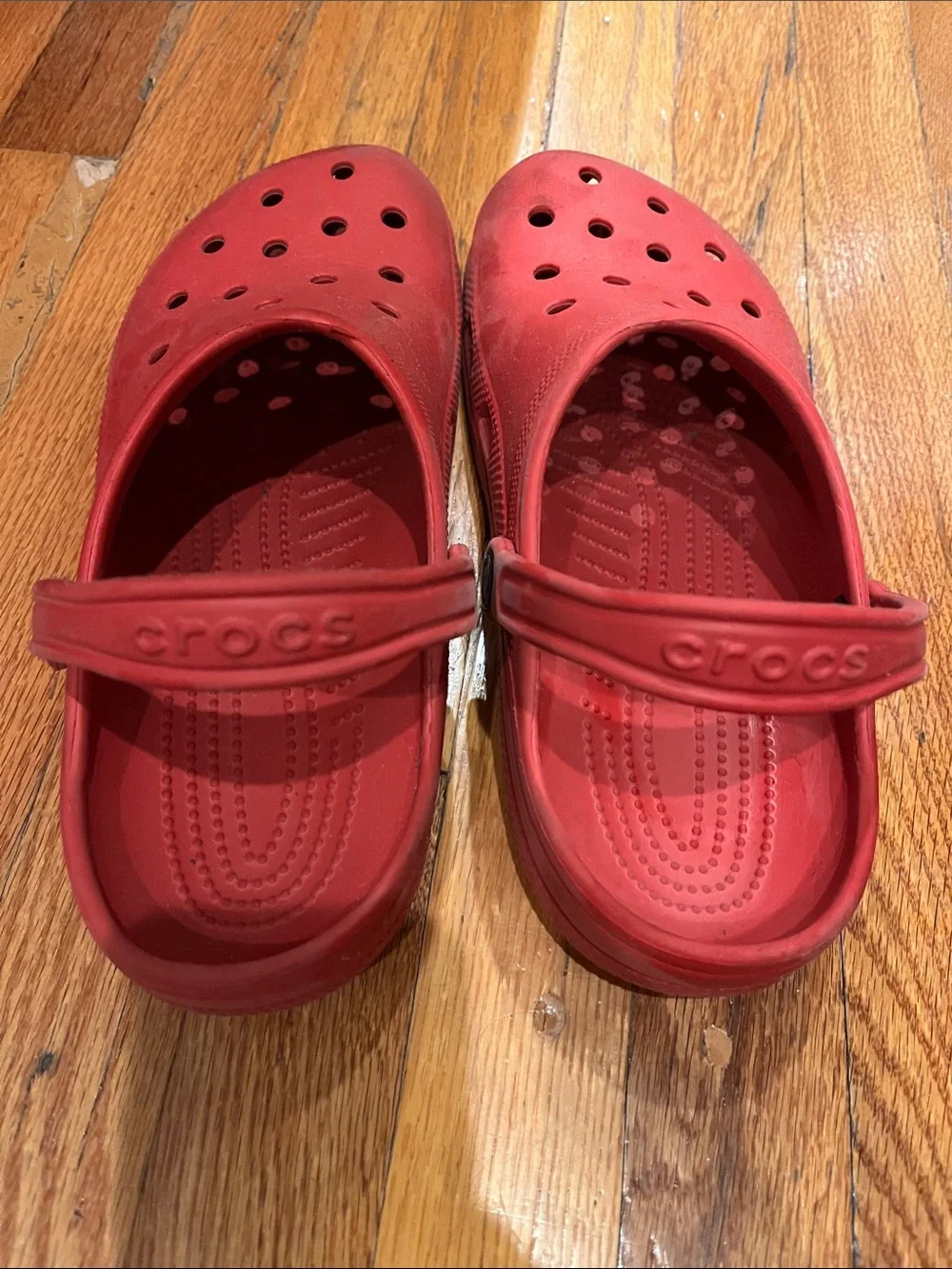 CROCS Kids Red Classic Clog with Heel Strap